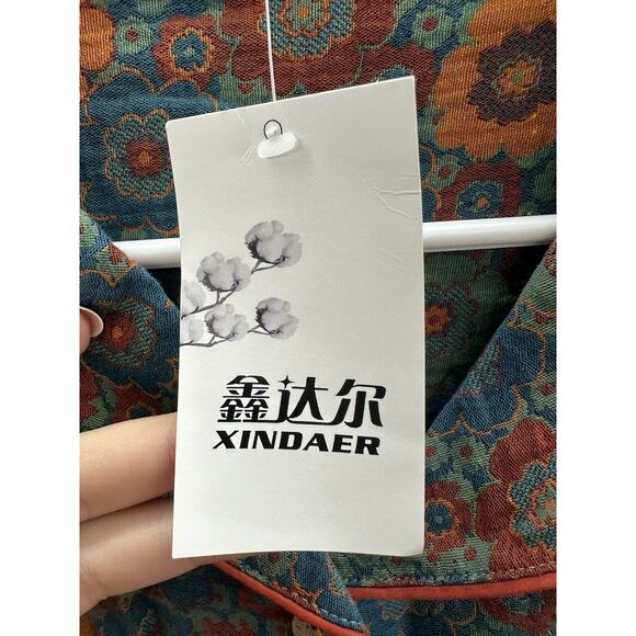 Xindaer Womens Pajama Two Piece Set Size Medium Floral Long Sleeve Button Up NWT - Picture 2 of 16